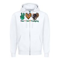 White peace love thanksgiving Zipper Hoodie - Jasminsmagicworld