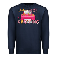 Navy just a girl who loves crafting Premium Sweatshirt - MaliasSmallBusiness