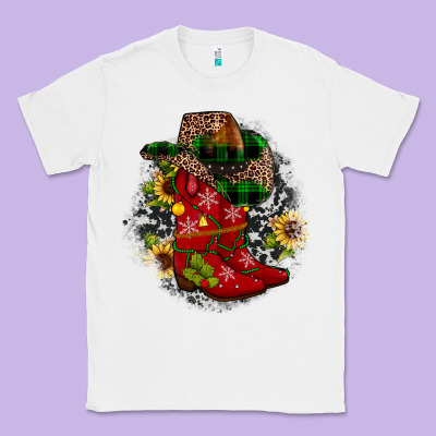 Christmas Cowboy Boots Classic Tee Designed By Jahusdesignshop