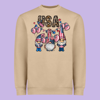 Usa America Gnome Heavyweight Sweatshirt Designed By Cowhidedigitalart