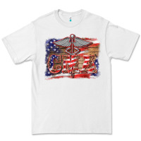 White patriotic nurse certified medical assistant medilcal symbol background Premium Tee - BarkalooDesign