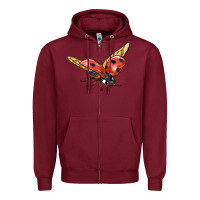 Burgundy Ladybug Flying Zipper Hoodie - LillyAllenDesigns