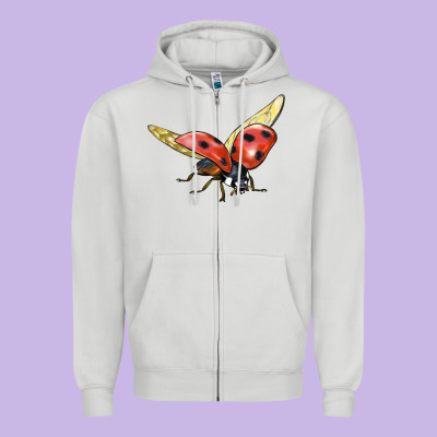 Ladybug Flying Zipper Hoodie Designed By Lillyallendesigns