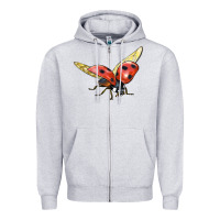 Heather Grey Ladybug Flying Zipper Hoodie - LillyAllenDesigns