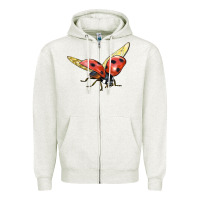 Oatmeal Heather Ladybug Flying Zipper Hoodie - LillyAllenDesigns