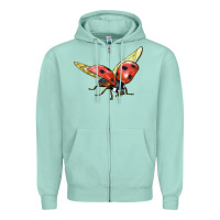 Seafoam Ladybug Flying Zipper Hoodie - LillyAllenDesigns