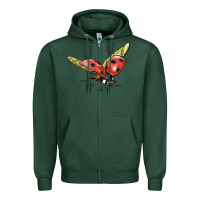 Sports Green Ladybug Flying Zipper Hoodie - LillyAllenDesigns
