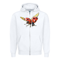 White Ladybug Flying Zipper Hoodie - LillyAllenDesigns