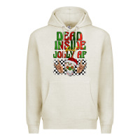 Oatmeal Heather dead inside but jolly af Premium Hoodie - BarkalooDesign