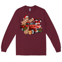 Burgundy christmas tree cake with farm track and santa ado Long Sleeve Tee - AdoDesignShop
