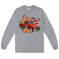 Heather Grey christmas tree cake with farm track and santa ado Long Sleeve Tee - AdoDesignShop