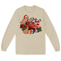 Mushroom christmas tree cake with farm track and santa ado Long Sleeve Tee - AdoDesignShop