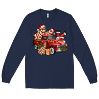 Navy christmas tree cake with farm track and santa ado Long Sleeve Tee - AdoDesignShop