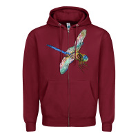 Burgundy Dragon Fly Zipper Hoodie - LillyAllenDesigns