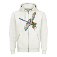 Oatmeal Heather Dragon Fly Zipper Hoodie - LillyAllenDesigns