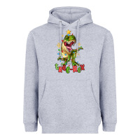 Heather Grey tree rex trex christmas dinosaur Heavyweight Hoodie - MaliasSmallBusiness