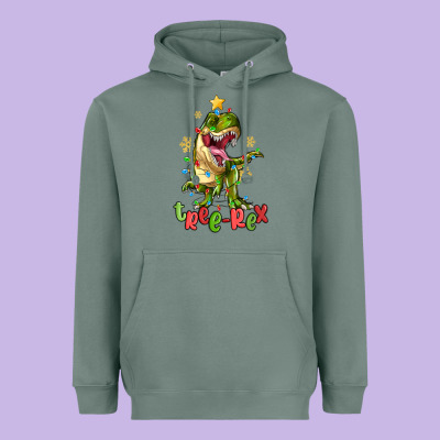 Tree Rex Trex Christmas Dinosaur Heavyweight Hoodie Designed By Maliassmallbusiness