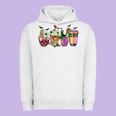 Halloween Coffee Cups Urban Hoodie Designed By Nancycooperartshop