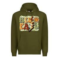Army Green groovy hello fall Premium Hoodie - BarkalooDesign
