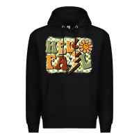 Black groovy hello fall Premium Hoodie - BarkalooDesign