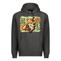 Charcoal Heather groovy hello fall Premium Hoodie - BarkalooDesign