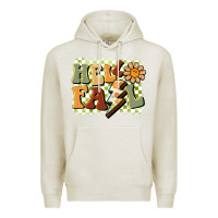 Oatmeal Heather groovy hello fall Premium Hoodie - BarkalooDesign