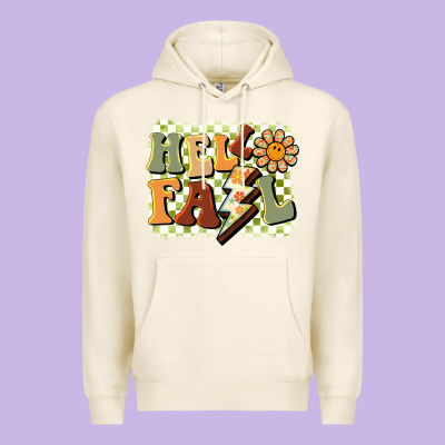 Groovy Hello Fall Premium Hoodie Designed By Barkaloodesign