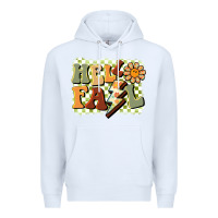 White groovy hello fall Premium Hoodie - BarkalooDesign