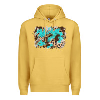 Antique Gold cowhide leopard turquoise background Premium Hoodie - AdoDesignShop