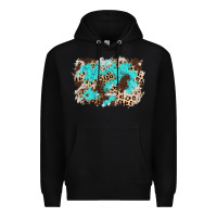 Black cowhide leopard turquoise background Premium Hoodie - AdoDesignShop