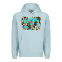 Blue Mist cowhide leopard turquoise background Premium Hoodie - AdoDesignShop