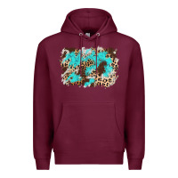Burgundy cowhide leopard turquoise background Premium Hoodie - AdoDesignShop