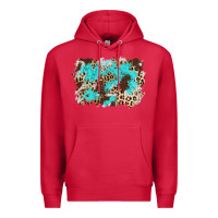 Cardinal cowhide leopard turquoise background Premium Hoodie - AdoDesignShop