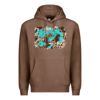Chestnut cowhide leopard turquoise background Premium Hoodie - AdoDesignShop