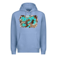 Colony Blue cowhide leopard turquoise background Premium Hoodie - AdoDesignShop