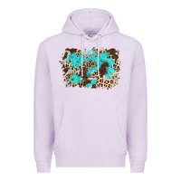 Lilac cowhide leopard turquoise background Premium Hoodie - AdoDesignShop