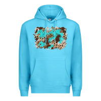 Ocean Blue cowhide leopard turquoise background Premium Hoodie - AdoDesignShop