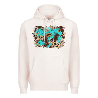 Pale Pink cowhide leopard turquoise background Premium Hoodie - AdoDesignShop