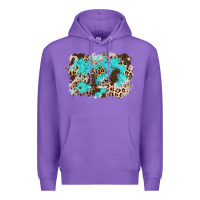 Purple cowhide leopard turquoise background Premium Hoodie - AdoDesignShop