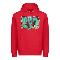 Red cowhide leopard turquoise background Premium Hoodie - AdoDesignShop