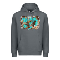 Rock cowhide leopard turquoise background Premium Hoodie - AdoDesignShop