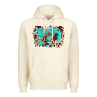 Sandshell cowhide leopard turquoise background Premium Hoodie - AdoDesignShop