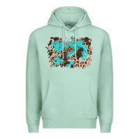 Seafoam cowhide leopard turquoise background Premium Hoodie - AdoDesignShop