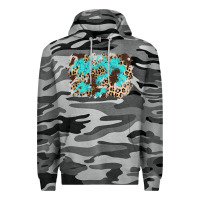 Slate Camo cowhide leopard turquoise background Premium Hoodie - AdoDesignShop