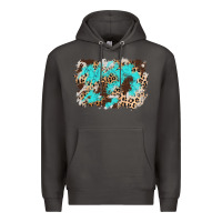 Smoke cowhide leopard turquoise background Premium Hoodie - AdoDesignShop