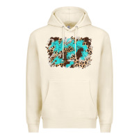 Tofu cowhide leopard turquoise background Premium Hoodie - AdoDesignShop
