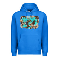True Royal cowhide leopard turquoise background Premium Hoodie - AdoDesignShop