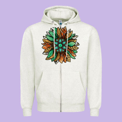 Thanksgiving Fall Sunflower Zipper Hoodie Designed By Jasminsmagicworld