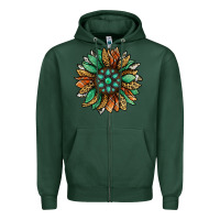 Sports Green thanksgiving fall sunflower Zipper Hoodie - Jasminsmagicworld