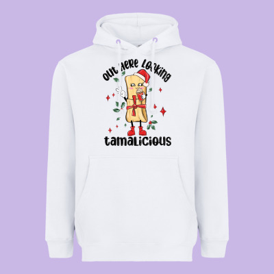 Out Here Looking Tamalicious Christmas Tamale Heavyweight Hoodie Designed By Maliassmallbusiness
